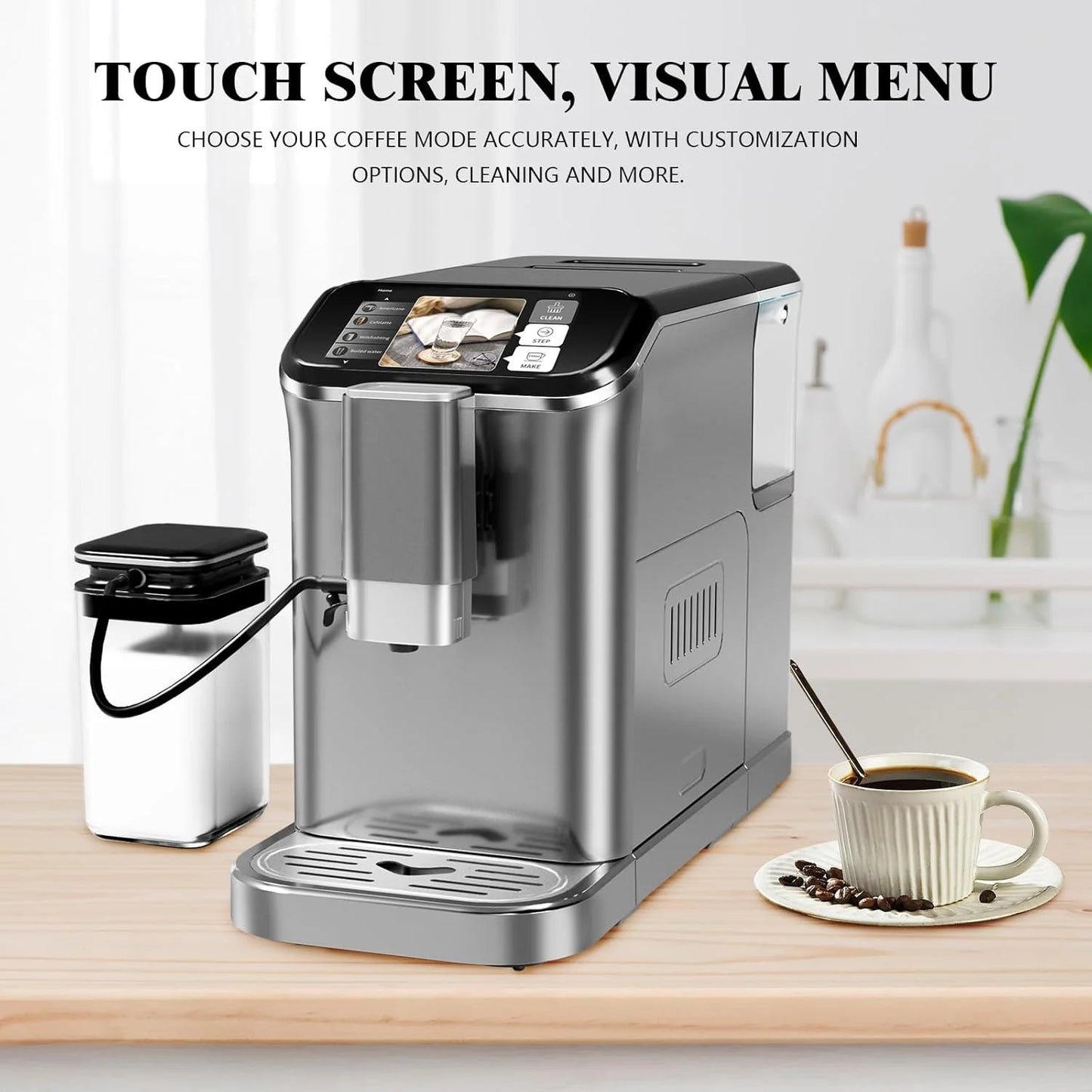 Litake Fully Automatic Espresso Machine 20 Bar, 1350W Espresso and Cappuccino Machine with Automatic Milk Frother, Gift for Coffee Lover - BrewMaster's Elite