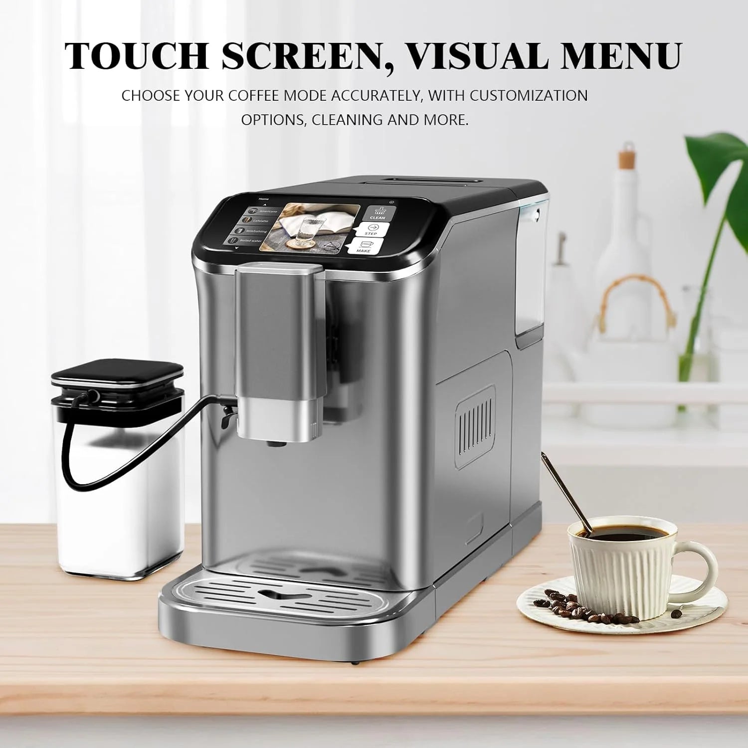 Litake Fully Automatic Espresso Machine 20 Bar, 1350W Espresso and Cappuccino Machine with Automatic Milk Frother, Gift for Coffee Lover - BrewMaster's Elite