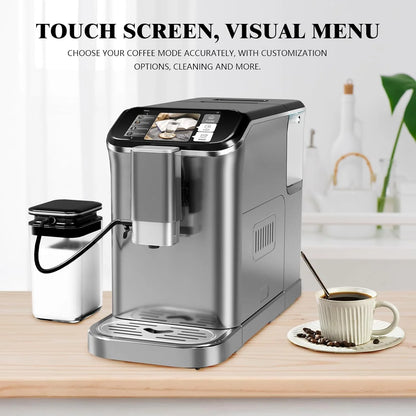 Litake Fully Automatic Espresso Machine 20 Bar, 1350W Espresso and Cappuccino Machine with Automatic Milk Frother, Gift for Coffee Lover - BrewMaster's Elite