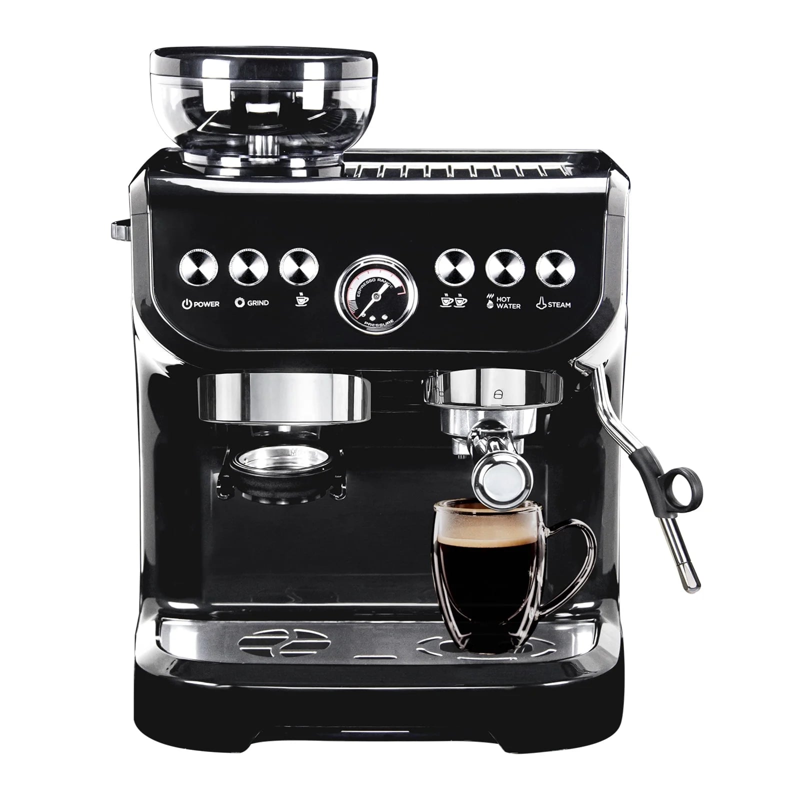 MIROX Espresso Machine 15 Bar, Coffee Maker With Milk Frother Steam Wand, Built-In Bean Grinder, Combo Cappuccino Machine with 70oz Removable Water Tank (ABS high-strength plastic shell) - BrewMaster's Elite