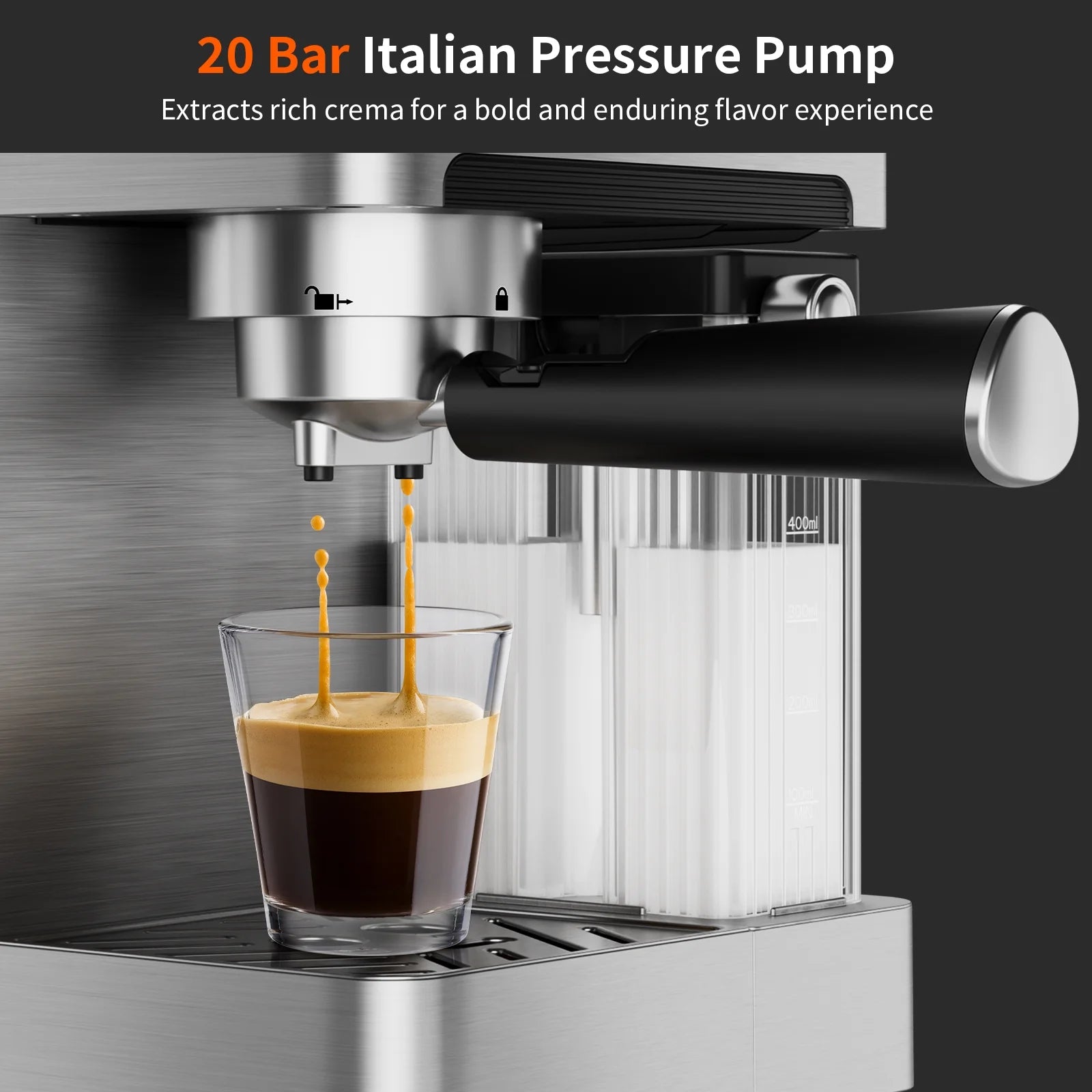 AIRMSEN Espresso Machine with Color Touchscreen, 20 Bar Cappuccino Latte Machines with Automatic Milk Frother, Dual Boiler Stainless Steel Espresso Maker for Home, 1350W - BrewMaster's Elite