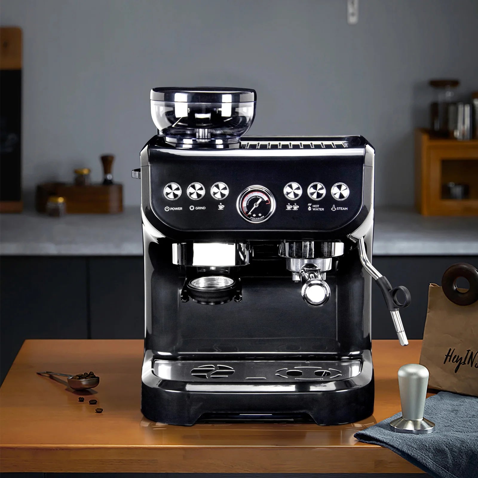 MIROX Espresso Machine 15 Bar, Coffee Maker With Milk Frother Steam Wand, Built-In Bean Grinder, Combo Cappuccino Machine with 70oz Removable Water Tank (ABS high-strength plastic shell) - BrewMaster's Elite