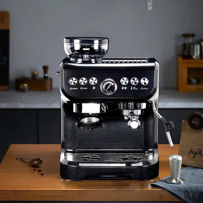 MIROX Espresso Machine 15 Bar, Coffee Maker With Milk Frother Steam Wand, Built-In Bean Grinder, Combo Cappuccino Machine with 70oz Removable Water Tank (ABS high-strength plastic shell) - BrewMaster's Elite