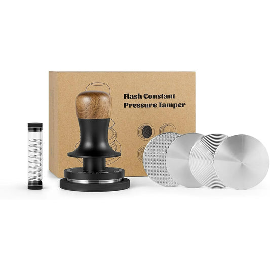 Calibrated Espresso Tamper 30lbs with Sound Feedback Espresso Tamper Set Comes with Three Additional Bases and A Replacement 20lbs Spring T6175T-OS - BrewMaster's Elite