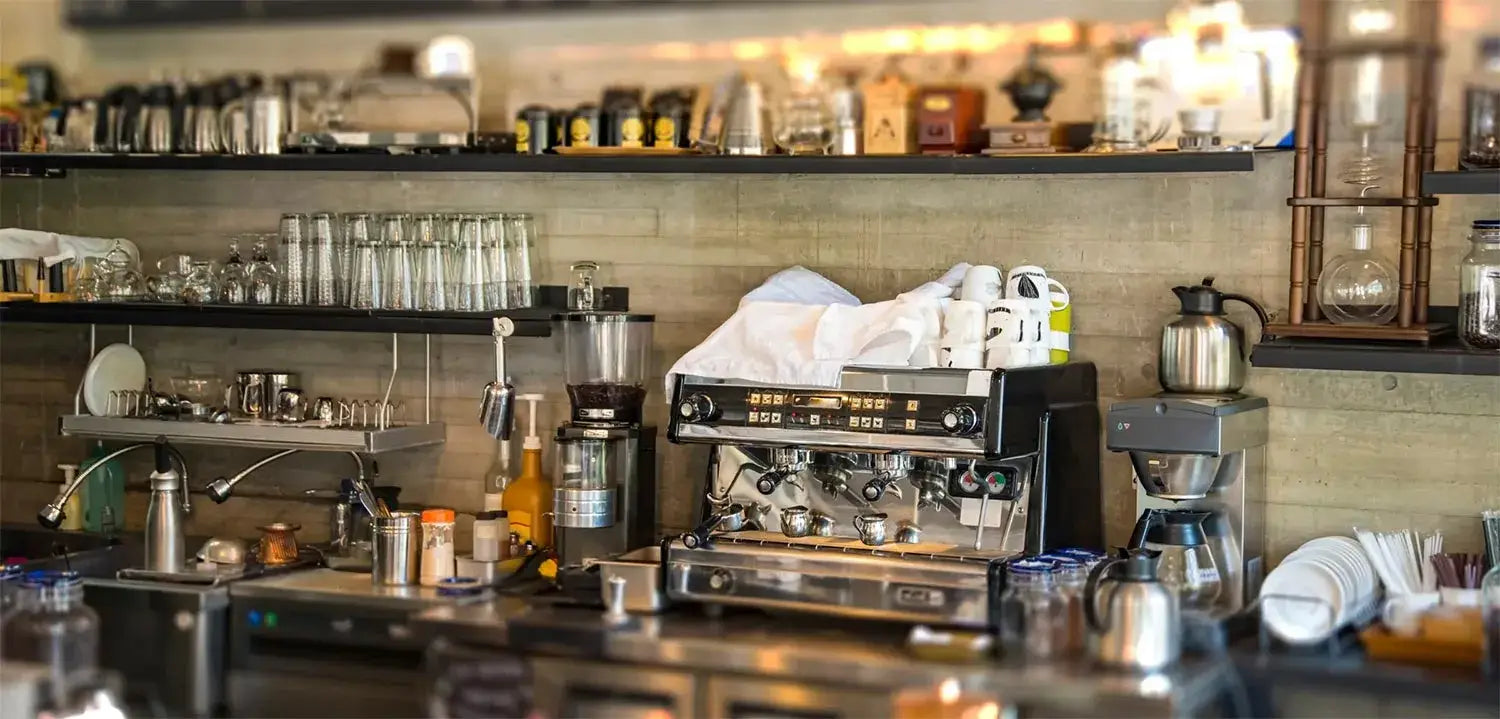 Commercial Espresso Machine on Café Counter
