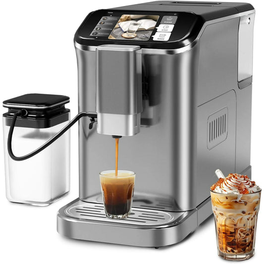 Litake Fully Automatic Espresso Machine 20 Bar, 1350W Espresso and Cappuccino Machine with Automatic Milk Frother, Gift for Coffee Lover - BrewMaster's Elite