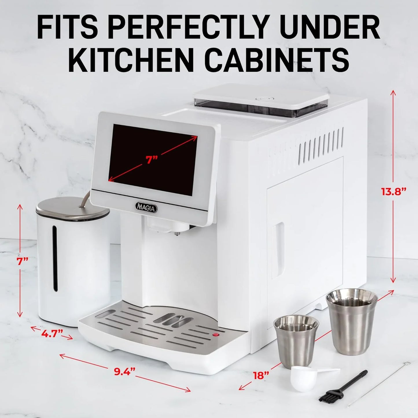 Zulay Kitchen Magia Super Automatic Coffee Espresso Machine - Espresso Coffee Maker with Grinder and Milk Frother - White - BrewMaster's Elite