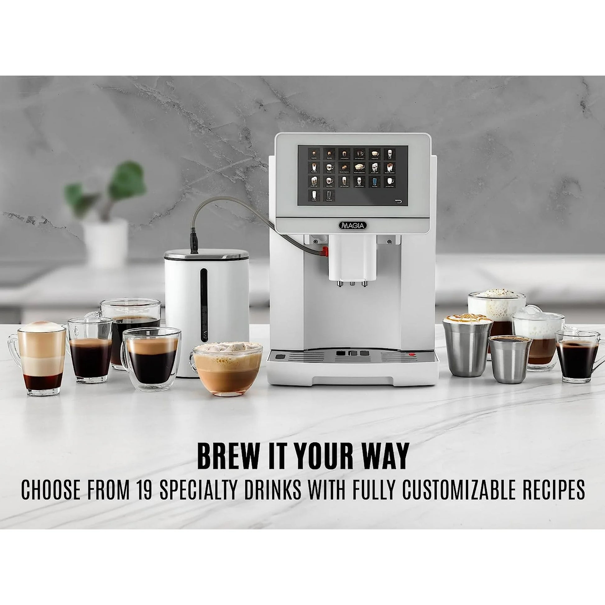 Zulay Kitchen Magia Super Automatic Coffee Espresso Machine - Espresso Coffee Maker with Grinder and Milk Frother - White - BrewMaster's Elite