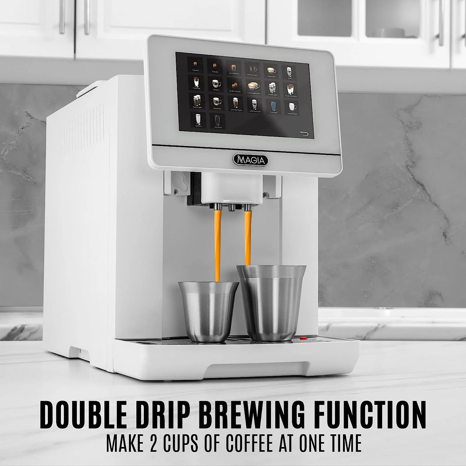 Zulay Kitchen Magia Super Automatic Coffee Espresso Machine - Espresso Coffee Maker with Grinder and Milk Frother - White - BrewMaster's Elite