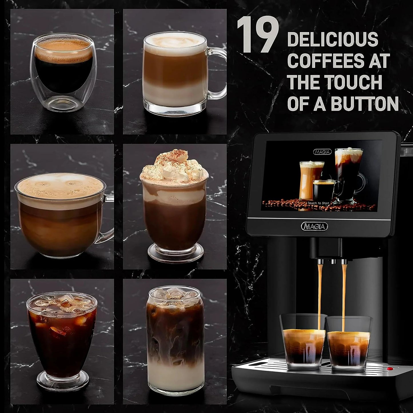 Zulay Kitchen Magia Super Automatic Coffee Espresso Machine Espresso Coffee Maker 1800ml by Zulay Kitchen - Midnight Black - BrewMaster's Elite