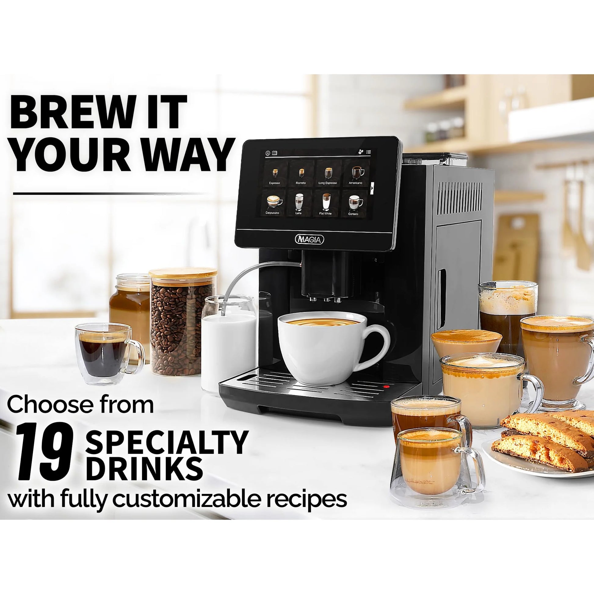 Zulay Kitchen Magia Super Automatic Coffee Espresso Machine Espresso Coffee Maker 1800ml by Zulay Kitchen - Midnight Black - BrewMaster's Elite