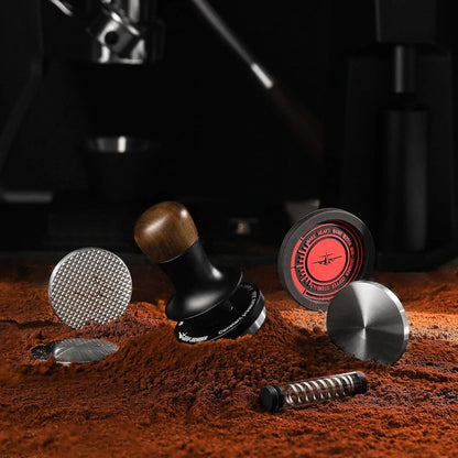 Calibrated Espresso Tamper 30lbs with Sound Feedback Espresso Tamper Set Comes with Three Additional Bases and A Replacement 20lbs Spring T6175T-OS - BrewMaster's Elite